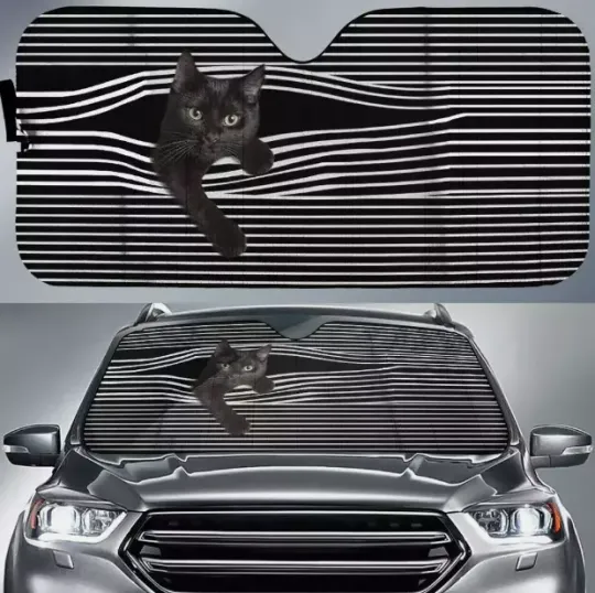 Discover Funny Cat Cartoon Car Sunshade, Man Cave Car Garage Accessories Home Decor
