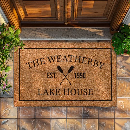 Discover Personalized Lake House Doormat - Custom Name Welcome Mat - Housewarming Gift for Lake Home