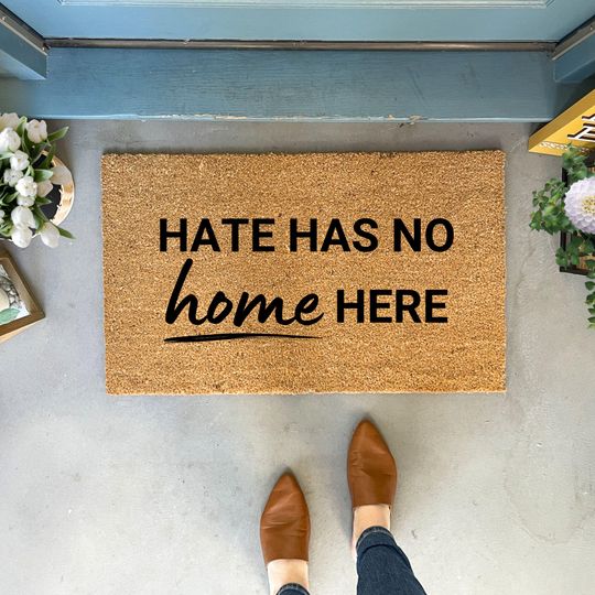 Discover Anti Trump Doormat, Hate Has No Home Here Door Mat for porch, Liberal Home Decor