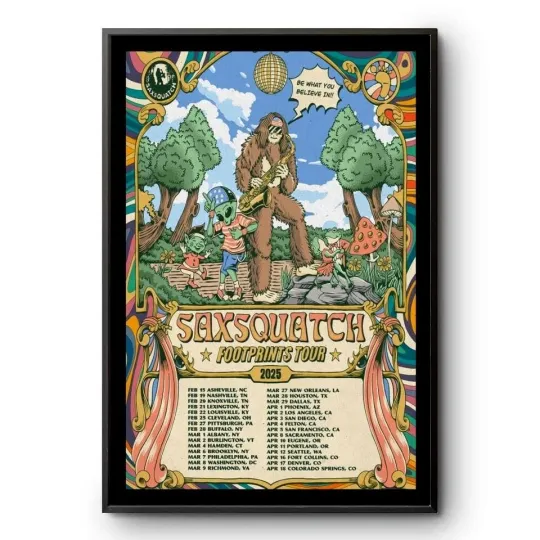 Discover Saxsquatch Tour Footprints 2025 Poster Limited Poster - Wall Decor