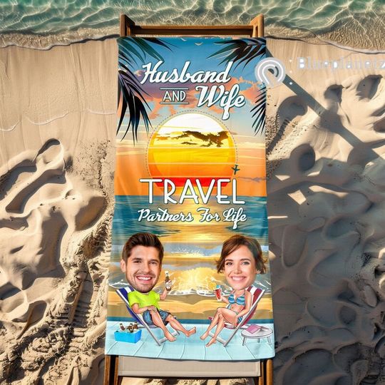 Discover Custom Names & Faces Beach Towel, Personalized Beach Towel, Birthday Gift