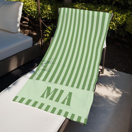 Discover Custom Stripe Beach Towel with Name, Beach Bridal Party Towel