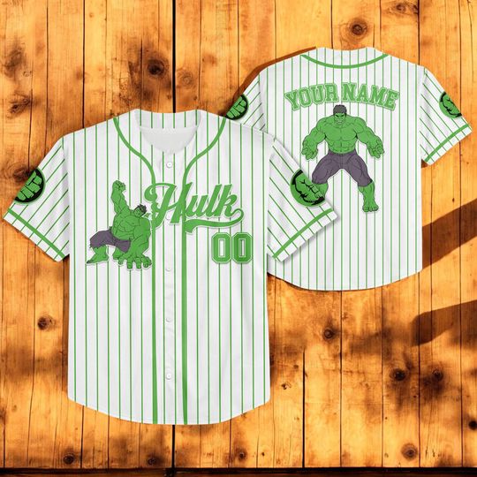 Discover Custom Hulk Baseball Jersey - Green Pinstripe Design