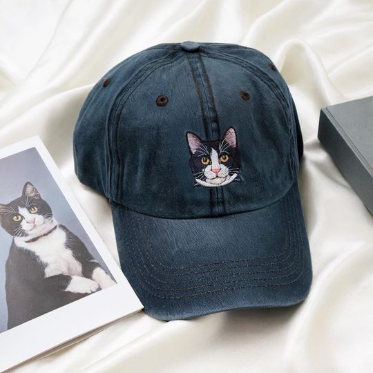 Discover Custom Embroidered Pet Hat, Personalized Dog Portrait Hat, Dog Face, Cat Face, Custom Dog Hat