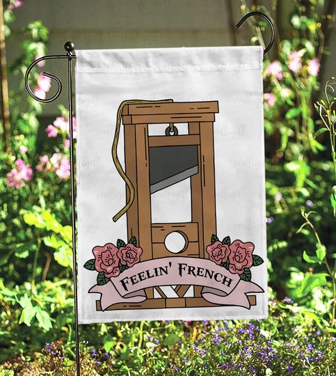 Discover Colorful Feelin' French Guillotine Flag, Liberal Leftist Revolution Yard Flag