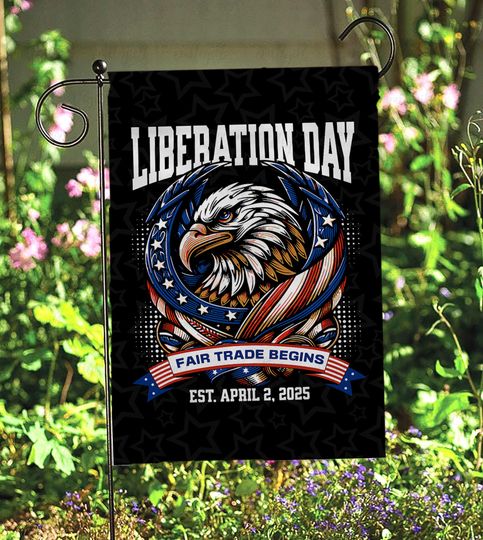 Discover Liberation Day April 2 Eagle Flag, Fair Trade Begins Tariff Flag, Political Liberation Day USA Flag