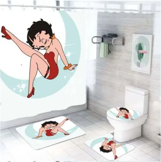 Discover Betty Boop Cartoon Bathroom Set, Vintage Pin-Up Shower Curtain, Fun Home Decor