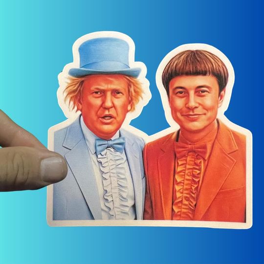 Discover Funny Trump Musk Dumb & Dumber Sticker, DOGE, MAGA, Anti Trump, FDT Sticker