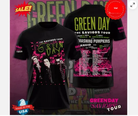 Discover New!!! Green day The Saviors Tour 2025 hot shirt 3d, cute gift dad 3d