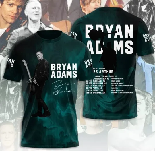 Discover Bryan Adams 2025 Tour 3D T-Shirt, Unisex All Size, Gift For Fan