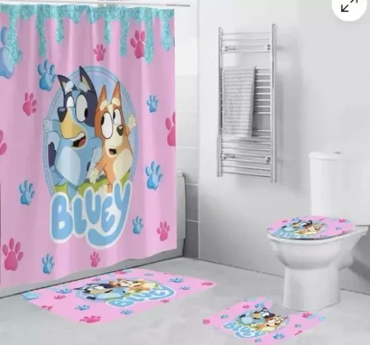 Discover New New Cute Cartoon Blu3y Bathroom Sets, Shower Curtain Sets
