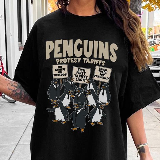 Discover Heard Island Penguins Against Tariffs Shirt, FDT Anti Trump Inflation Tee