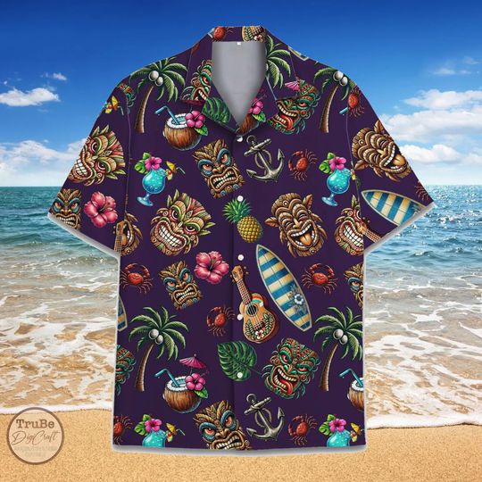 Discover Tropical Tiki Hawaii Shirt for Men Women Youth, Summer Tiki Mask Aloha Shirt