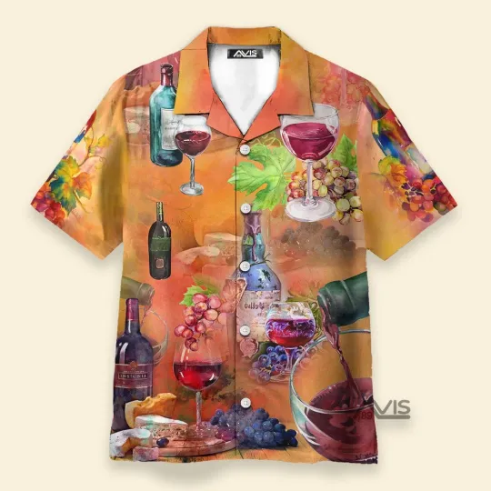 Discover Wine Working From Nine To Wine   Hawaiian Shirt