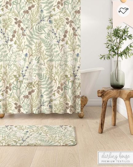 Discover Woodland Botanical Shower Curtain, Bathroom Decor