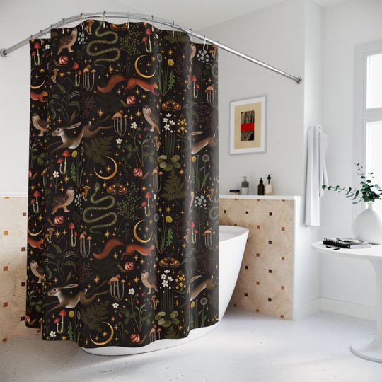 Discover Fairy forest Shower Curtain, Moody Dark Shower Curtain, Bathroom Decor