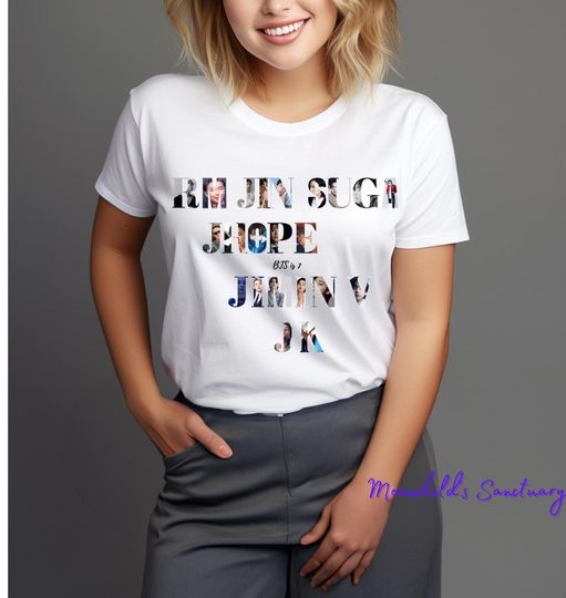 Discover BTS All Member Photo Collage T-Shirt - Unisex Cotton Tee