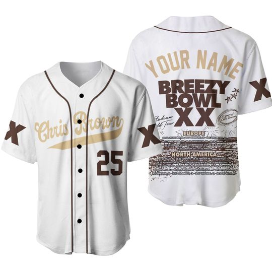 Discover Chris Breezy Tour 2025 Baseball Jersey White