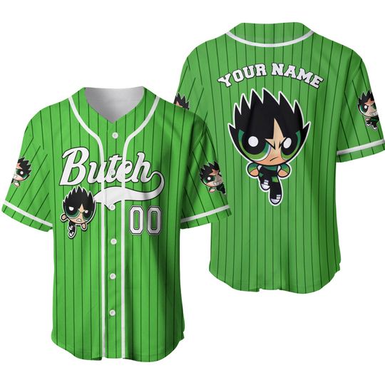 Discover Personalize Butch Baseball Jersey, Funny Powerpuff Girls 90s Cartoons, Birthday Gift For Fans