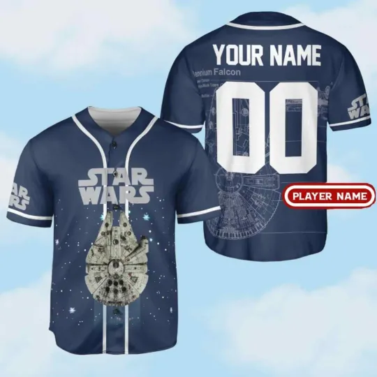 Discover Personalized Millennium Falcon Starr Warss Galaxy's Edge Baseball Jersey Shirt