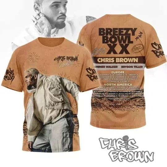 Discover CHRIS BROWN hot tour 2025 T-shirt 3D