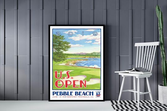 Discover U.S. Open 2019 Golf Poster, Pebble Beach, Monterey Bay, Golf Sport print
