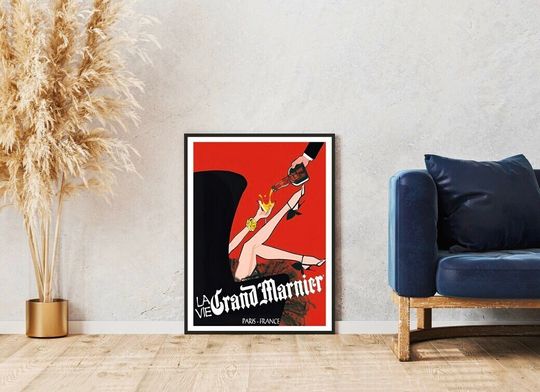 Discover Grand Marnier Advertisement Poster, Liqueur poster, Bar decoration, restaurant decoration