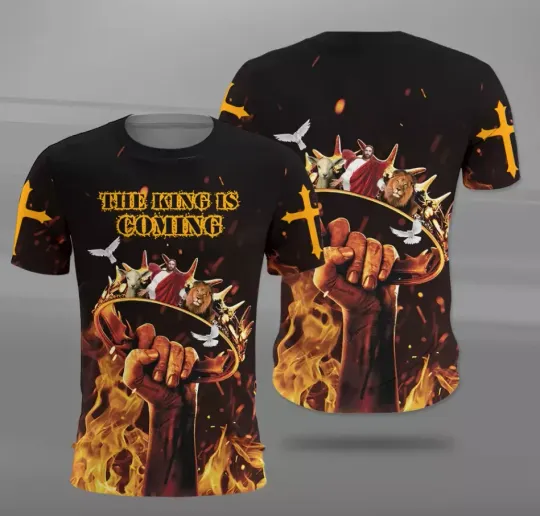 Discover Crown Of Thorns Featuring Jesus The Lion And The Lamb-The King Is AOP 3D T-shirt