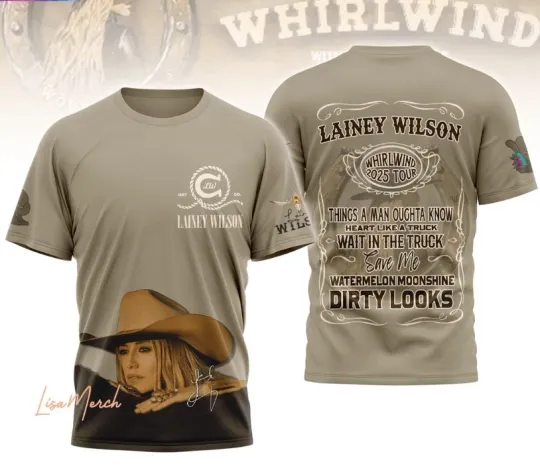 Discover Lainey Wilson Dirty Looks Signature 3D T-Shirt