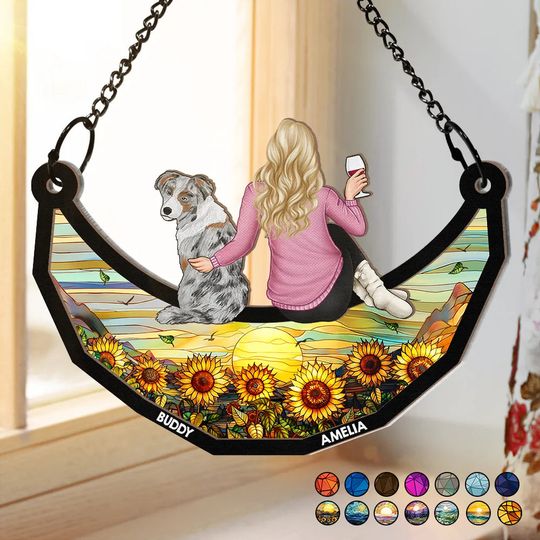 Discover Dog Mom Cat Mom Dog Dad Cat Dad - Personalized Window Hanging Suncatcher Ornament