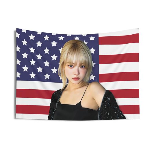 Discover Eunchae Blonde America Flag Tapestries, Kpop Merch