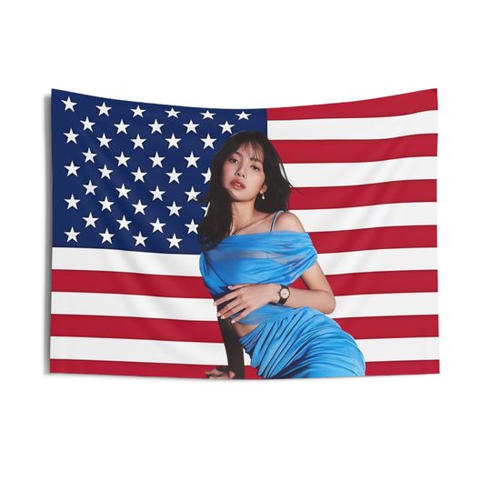 Discover Black Pink Lisa American Flag Tapestries, Kpop Merch