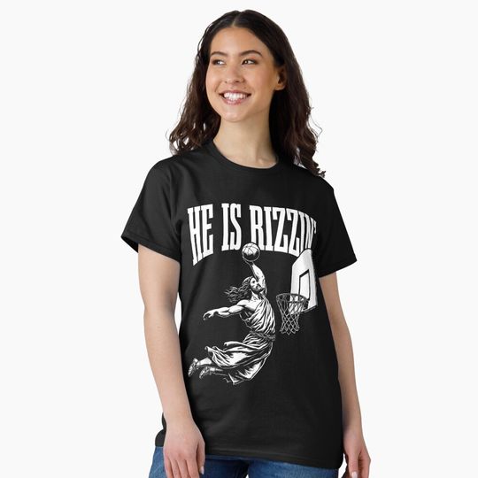 Discover He Is Rizzin Funny Jesus Basketball Meme Unisex T-Shirt