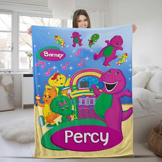 Discover Custom Barney The Dinosaur Throw Blanket, Home Decor Gifts