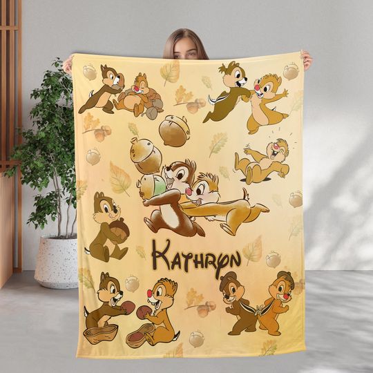 Discover Personalized Watercolor Chipp and Dalee Throw Blanket, Home Decor Gifts