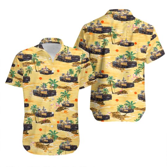 Discover Road Construction Machine CAT AP-1055D Asphalt Paver Hawaiian Shirt