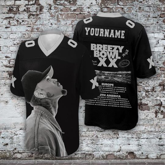 Discover Custom Chris Brown Breezy 11:11 Tour 2025 Football Jersey