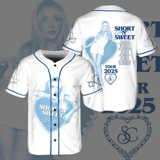 Discover Short N' Sweet Sabrina Carpenter Tour 2025 Baseball Jersey  Ideal Fan Jersey