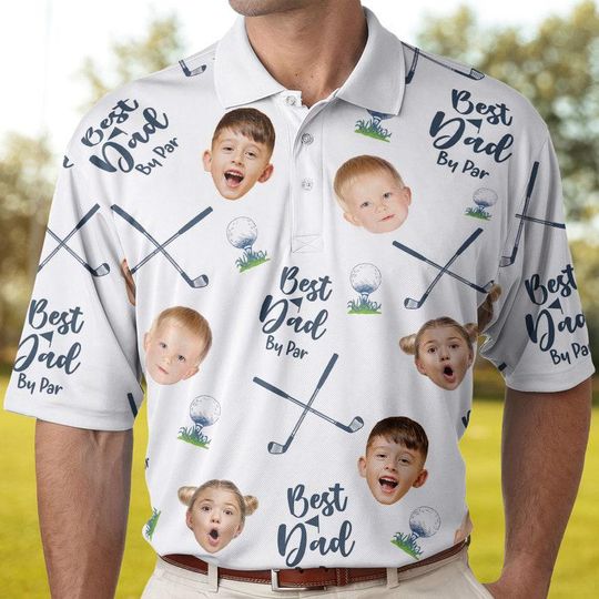 Discover Personalized Golf Polo Shirt - Best Dad By Par - Custom Face