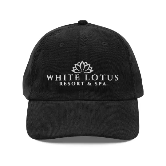 Discover White Lotus Vintage Corduroy Cap | Resort and Spa Hat Embroidered Corduroy Baseball Cap