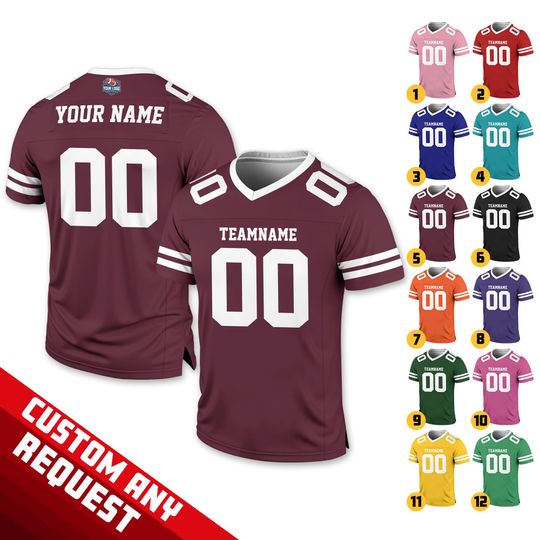 Discover Personalized  Football Team Jersey, Custom Front Back Football V-neck Jersey