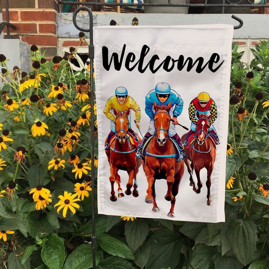 Discover Kentucky Horse Racing Garden Flag, Welcome Garden Flag