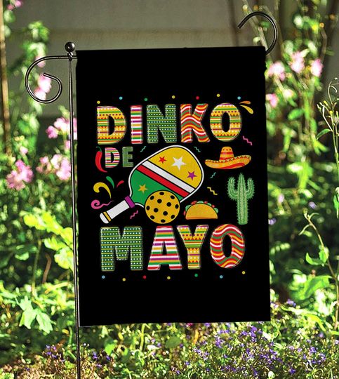 Discover Funny Pickleball Dinko De Mayo Garden Flag, Cinco De Mayo Cactus Sombrero Garden Flag