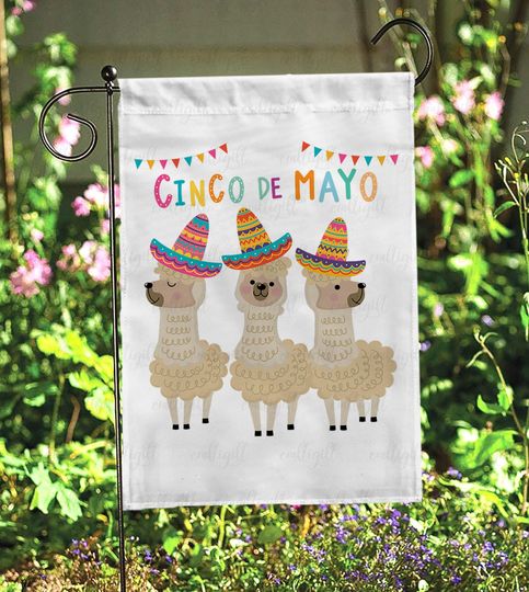Discover Cinco De Mayo Llama Let's Fiesta Garden Flag, Party 5 De Mayo Llama Garden Flag