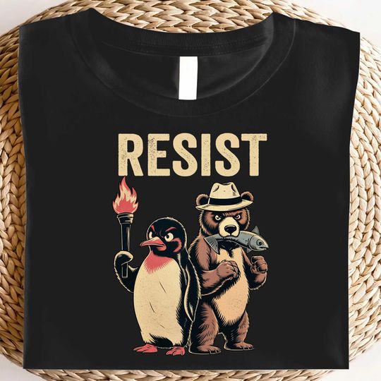 Discover Penguins Resist Shirt, Penguins Against Tariffs Shirt, Funny Anti Trump Shirt