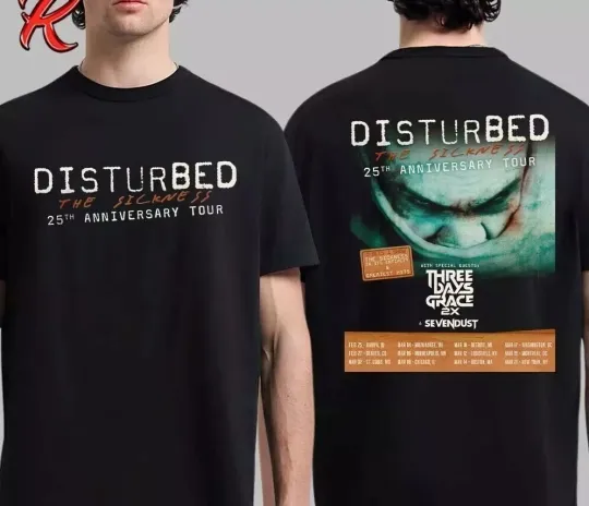 Discover Disturbed The Sickness 25Th Anniversary Tour Dates List 2025 Shirt