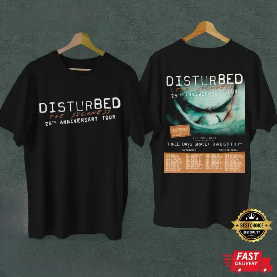 Discover Disturbed The Sickness 25th Anniversary Tour 2025 T-Shirt