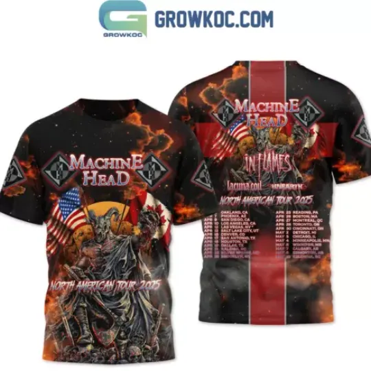 Discover Machine Head North America Tour 2025 In Flames T-Shirt 3D