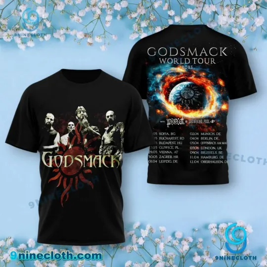 Discover Godsmack Tour 2025 Shirt, Pod Drowning Pool 3D Band Tee S-5XL Multicolor