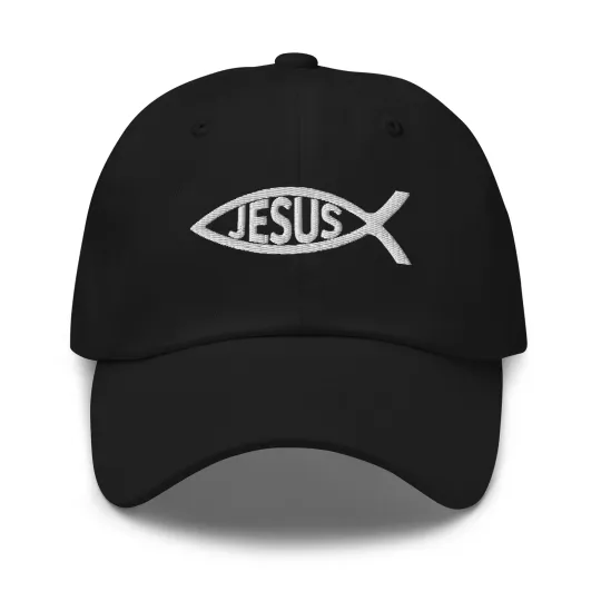 Discover Jesus Fish Hat, Embroidered Classic Dad hat, Jesus hat, Jesus gift, Christian
